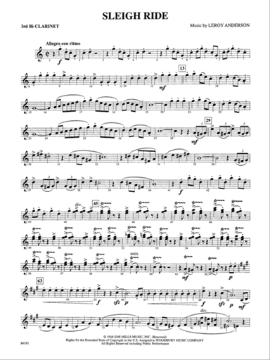 Sleigh Ride: 3rd B-flat Clarinet
