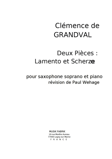 Deux Pieces : Lamento et Scherzetto