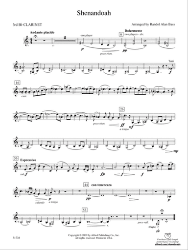 Shenandoah: 4th B-flat Clarinet
