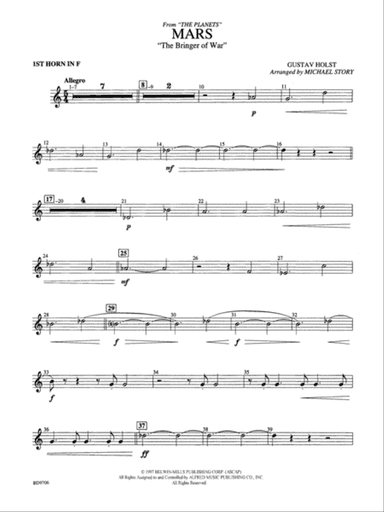 Mars ("The Bringer of War," from The Planets): 1st F Horn