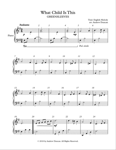 What Child Is This - Early Intermediate Piano Solo