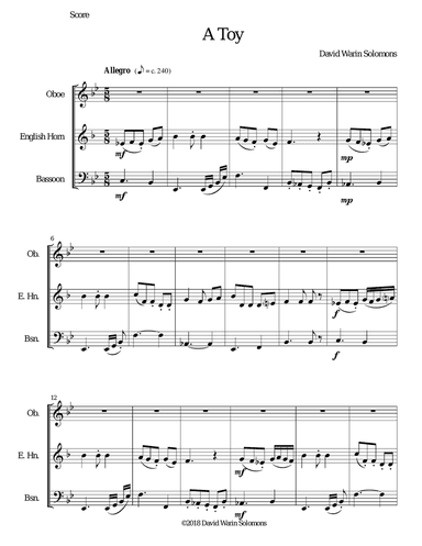 A Toy for double reed trio (oboe, cor anglais, bassoon)