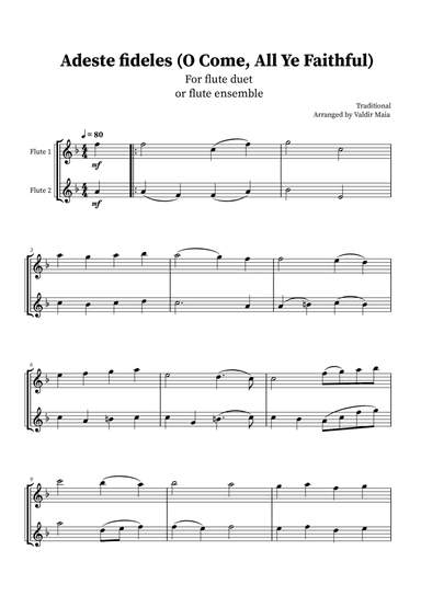 O Come, All Ye Faithful (Adeste Fideles) - Flute Duet