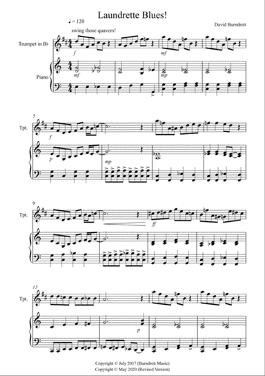 Laundrette Blues! for Trumpet and Piano