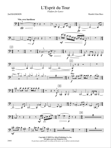 L'Esprit du Tour: A Fanfare for Lance: 2nd Bassoon