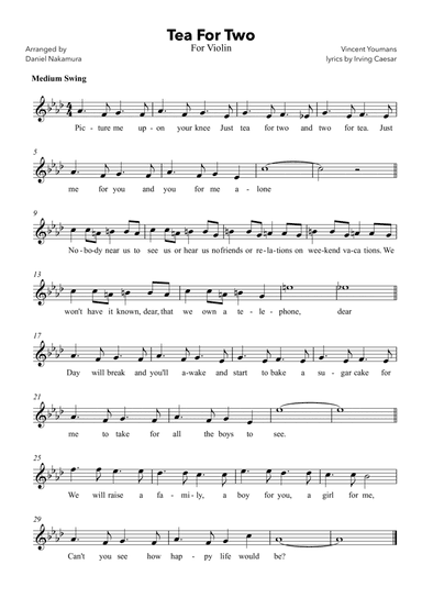 Tea For Two (For Violin with Lyrics)