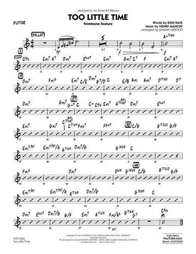 Too Little Time (arr. Sammy Nestico) - Conductor Score (Full Score) - Guitar