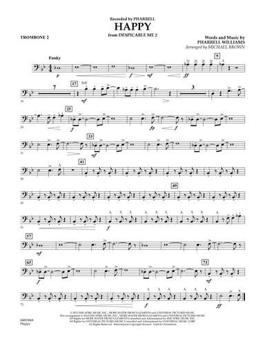 Happy (from Despicable Me 2) (arr. Michael Brown) - Trombone 2