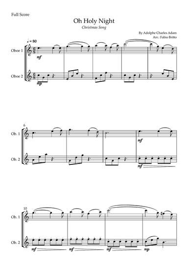 Oh Holly Night (Christmas Song) for Oboe Duo