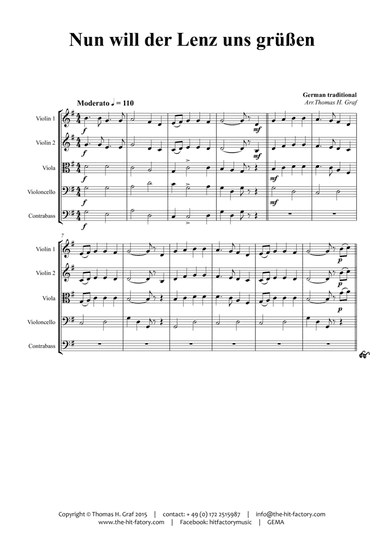 Nun will der Lenz uns gruessen - October Fest - String Orchestra - G