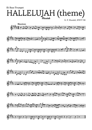 Aleluia (HALLELUJAH), of the Messiah - for E♭ Bass Trumpet and accompaniment