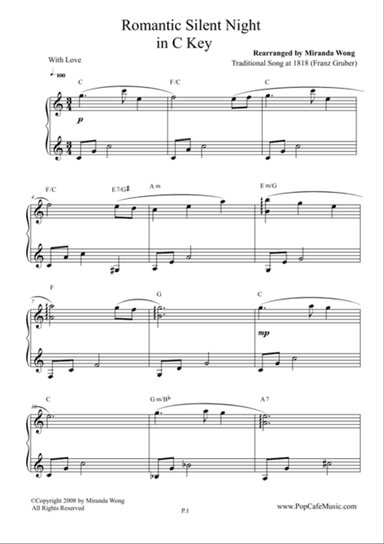 Romantic Silent Night in C Key - Touching Version