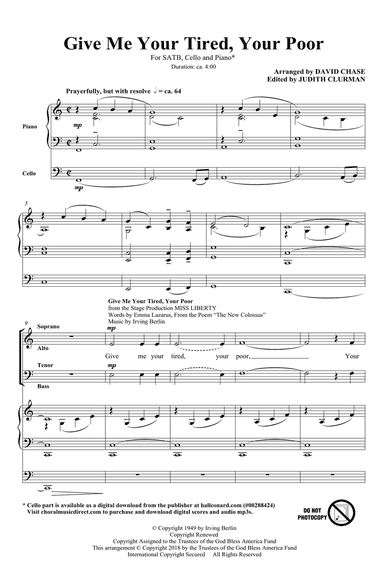 Give Me Your Tired, Your Poor (with "God Bless America") (arr. David Chase)