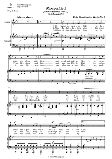 Morgenlied, Op. 86 No. 2 (B-flat Major)