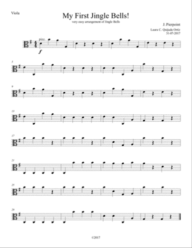 My First Jingle Bells! Easy. Open strings and first finger. VIOLA PART