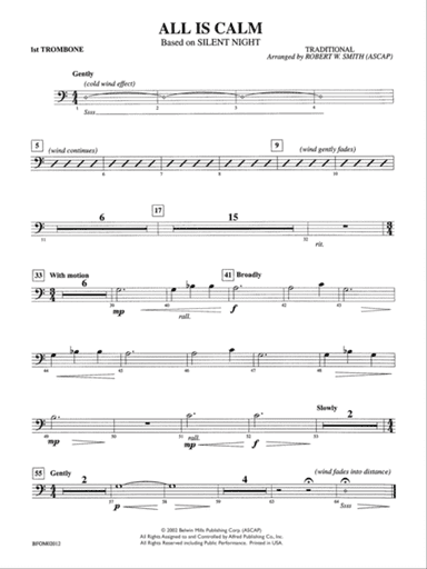 All Is Calm (Based on "Silent Night"): 1st Trombone
