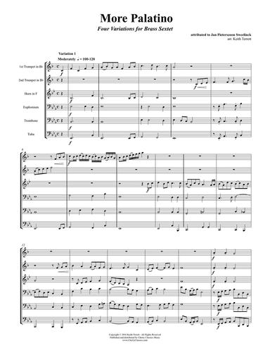 Sweelinck - More Palatino, Four Variations for Brass Sextet