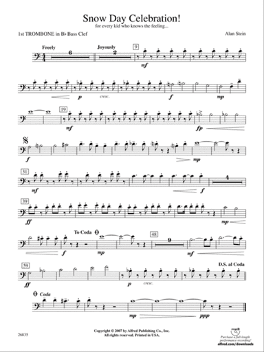 Snow Day Celebration!: (wp) 1st B-flat Trombone B.C.