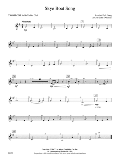 Skye Boat Song: (wp) 1st B-flat Trombone T.C.