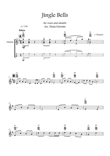 Jingle Bells (G major - TABS - no lyrics)