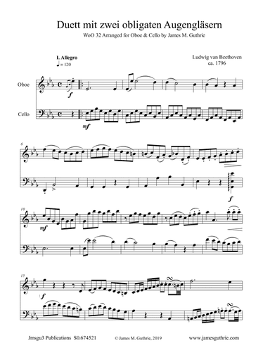 Beethoven: Duet WoO 32 for Oboe & Cello