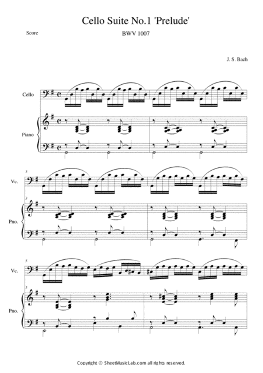 Cello Suite No. 1 Prelude (BWV 1007)
