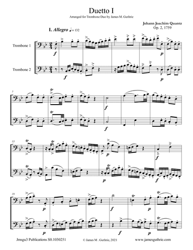 Quantz: Six Duos Op. 2 Complete for Trombone Duo
