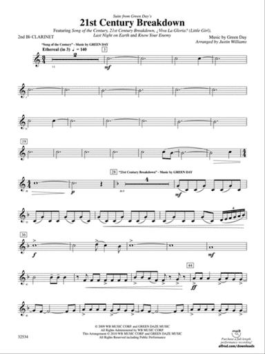 21st Century Breakdown, Suite from Green Day's: 2nd B-flat Clarinet