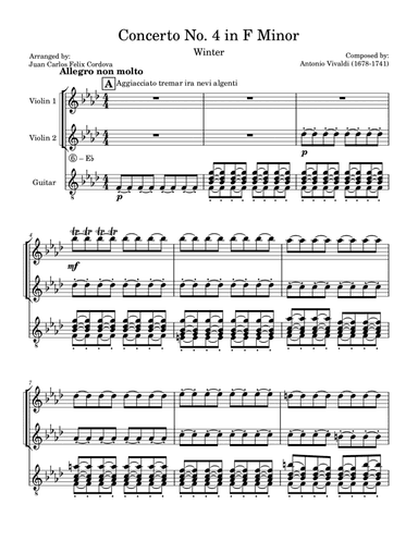 Winter (from The Four Seasons) arr. for 2 Violins and 1 Guitar