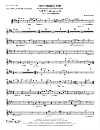 Set Me As a Seal (Downloadable Violin Part)