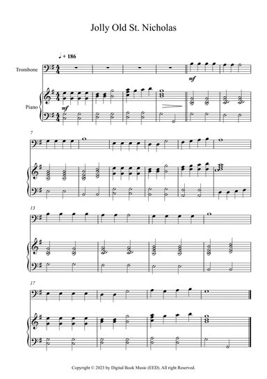 Jolly Old St. Nicholas (Trombone + Piano)