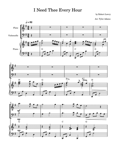 I Need Thee Every Hour (Flute and Cello Duet with Piano)