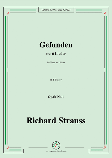 Richard Strauss-Gefunden,in F Major,Op.56 No.1,for Voice and Piano