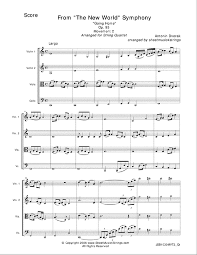 Dvorak, A. - "Going Home" for String Quartet