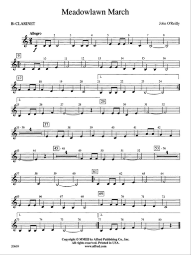 Meadowlawn March: 1st B-flat Clarinet