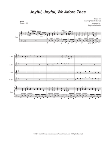 Joyful, Joyful, We Adore Thee (Saxophone Quartet and Piano)