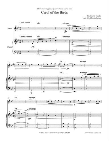 Carol of the Birds - Oboe and Piano