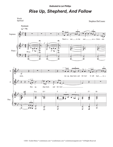 Rise Up, Shepherd, And Follow (2-part choir - (SA)