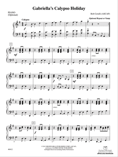 Gabriella's Calypso Holiday: Piano Accompaniment