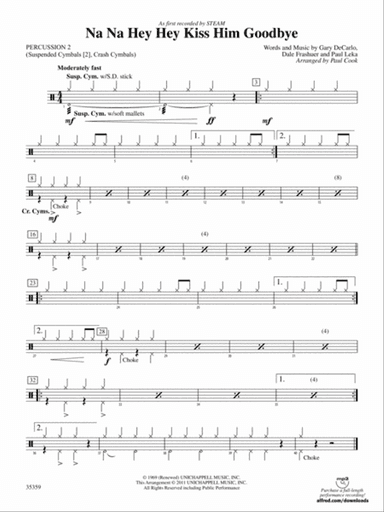 Na Na Hey Hey Kiss Him Goodbye: 2nd Percussion