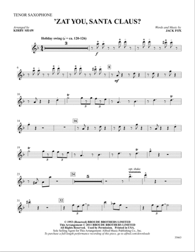 'Zat You, Santa Claus?: B-flat Tenor Saxophone
