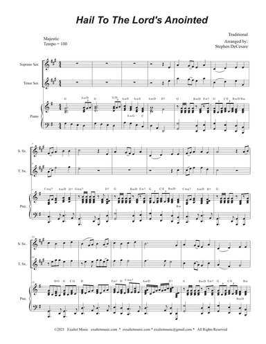 Hail To The Lord's Anointed (Duet for Soprano & Tenor Saxophone) - Piano accompaniment)