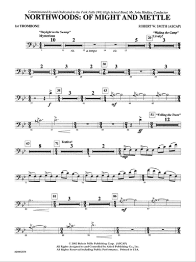Northwoods: Of Might and Mettle: 1st Trombone
