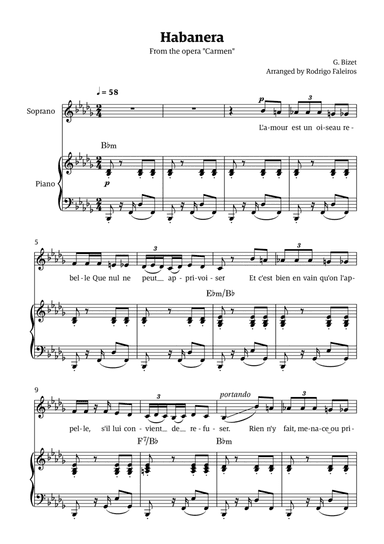 Habanera (for soprano - Bb minor/major)