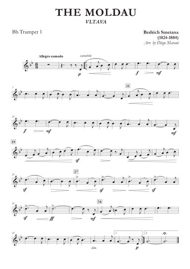 The Moldau for Two Trumpets and Piano