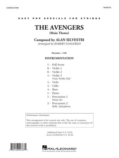 The Avengers (Main Theme) (arr. Robert Longfield) - Conductor Score (Full Score)