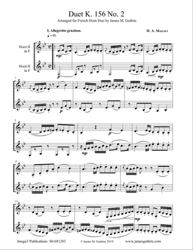 Mozart: Duet K. 156 No. 2 for French Horn Duo