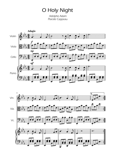 O Holy Night - String Trio w/ Piano