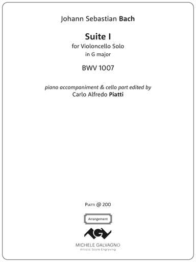 Suite I for cello solo - piano accompaniment by C. A. Piatti