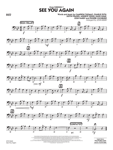 See You Again (from Furious 7) (arr. John Berry) - Bass